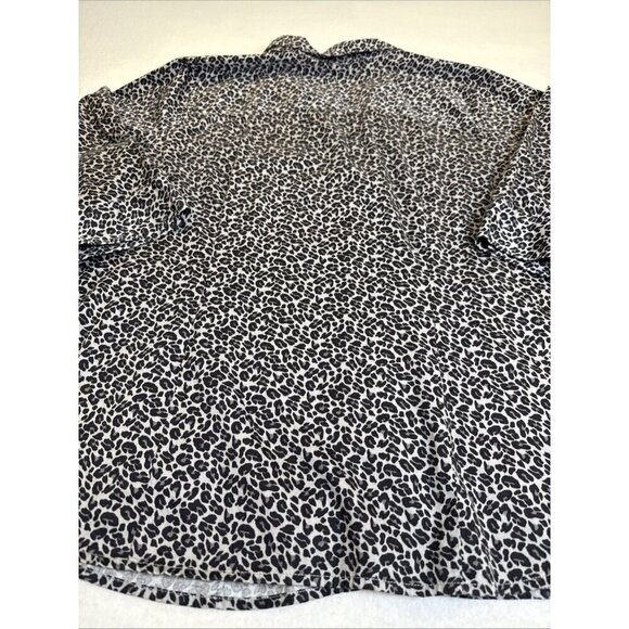 212 Collection Women Black Animal Print 3/4 Sleeve Button-Down Shirt 1X Plus - Picture 7 of 8